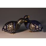 A pair of Chinese cloisonne enamel models, of quails,