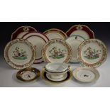 A pair of Chamberlain Worcester shaped circular plates, the centre with floral roundel,