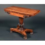 A George IV rosewood rounded rectangular work table,