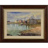 Michael Crawley River Thames, Near Tilbury signed, titled to verso, watercolour,
