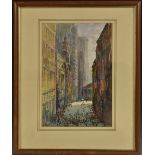 Michael Crawley Lower Manhattan, New York signed, titled to verso, watercolour,