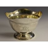 A Tsar Alexander I Russian silver pedestal bowl, wavy rim, domed circular foot, gilt interior,