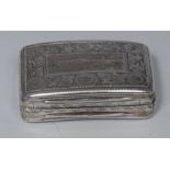 A George III silver viniagrette, vacant cartouche, the grill decorated with central urn and flora,