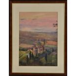 Michael Crawley Early Morning, Lucca, Tuscany signed, titled to verso, watercolour,