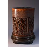 An early 19th century bamboo bitong brush pot,