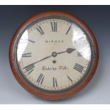 A 19th century mahogany cased wall timepiece, 29cm white dial, with Roman numerals,