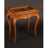 A Louis XV Revival gilt-meal mounted walnut jardiniere table,