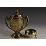 A George V silver two-handled pedestal trophy cup and cover,