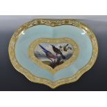 A Derby heart shaped dish, painted by Richard Dodson,