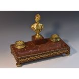 A substantial 19th century French gilt bronze mounted inkstand,