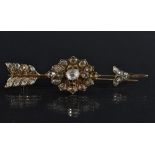 A 19th century Russian diamond set arrow brooch,