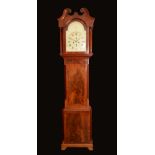 A 19th century mahogany longcase clock, the 31cm white painted dial with Roman numerals,