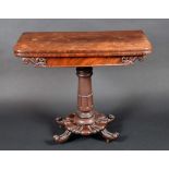 A William IV mahogany rounded rectangular card table,