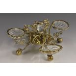 A Renaissance-Revival silver-gilt and rock crystal table centre salt or epergne,