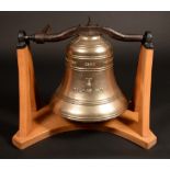 Maritime - a large ship's bell, raised inscription 107, 1838, Recast 1928, 40cm high,