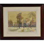 Michael Crawley Flatiron Building, New York signed, titled to verso, watercolour,