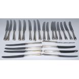 A silver twelve place Rat tail pattern canteen of cutlery, comprising soup spoons,