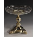 A Victorian silver-plated and glass table centre comport,