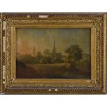 English School (19th century) Morley Church and Rectory titled to verso, oil on board, 14.