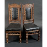 A pair of Aesthetic Movement oak side chairs,