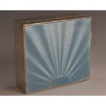 An Art Deco silver and enamel square box,