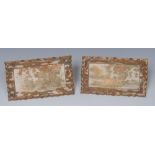 A pair of Japanese Satsuma rectangular dishes, decorated in orange, green and silver,