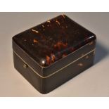 A Victorian tortoiseshell rounded rectangular pocket watch box,