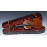 A violin, the two-piece back 33cm excluding button, paper label for Thomas Craig, Aberdeen,