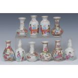 A miniature Cantonese famille verte ovoid vase,