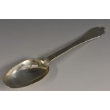 A 17th century silver Trefid pattern spoon, rat tail bowl, 18cm long, maker's mark only, I.