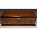 A 19th century Swiss walnut, rosewood and marquetry music box,