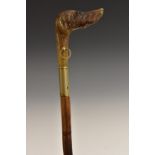 A late 19th/early 20th century novelty horn and bamboo walking stick,