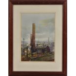 Michael Crawley The Shot Tower, Derby signed, titled to verso, watercolour,