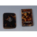 A Victorian tortoiseshell rectangular snuff box, hinged cover, 8cm wide, c.