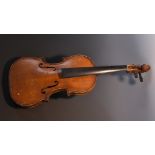 An early 20th century English violin, the one-piece back 36cm long excluding button,