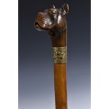 A 19th century novelty softwood and malacca automaton walking stick,