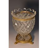 A 19th century ormolu mounted hobnail-cut glass urnular mantel vase, by F & C Osler, signed,