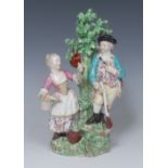 A Derby Patch Mark figural group, Emblematic of Spring and Winter,
