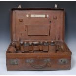 A 19th century leather rectangular travelling vanity case,