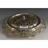 A large American sterling silver shaped circular table centre rose bowl,