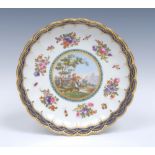 A Worcester Dalhousie style fluted saucer dish,