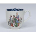 A Worcester Chinese Family pattern coffee cup, with grooved handle,