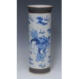 A Chinese crackle glaze stoneware cylinder sleeve vase,