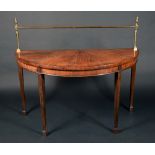 A George III mahogany demi-lune serving table, of small proportions, the top with radiating veneers,