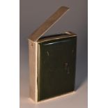 A silver coloured metal and agate rectangular vesta case, flush-hinged cover, 4.