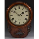 A Victorian mahogany wall clock, 28.
