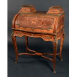 A Victorian Franglais gilt-metal mounted kingwood, mahogany and marquetry lady's cylinder desk,