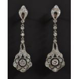 A pair of Art Deco diamond floral drop earrings,