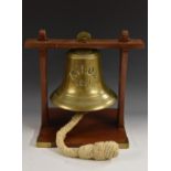 An Edwardian brass ships bell, for the Kilda, 1911,