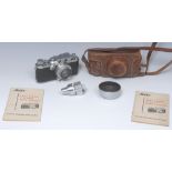 An E Leitz Wetzlar D.R.P .Leica IIIa camera, serial no. 280501, with Summar 50mm f1.2 lens, no.